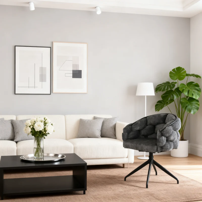 Lot de 6 Gris chaises de luxe en velours 360° pivotantes Chaises ergonomiques modernes à dossier pour salon salle à manger et dressing