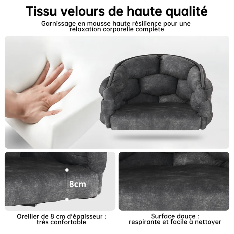 Lot de 6 Gris chaises de luxe en velours 360° pivotantes Chaises ergonomiques modernes à dossier pour salon salle à manger et dressing