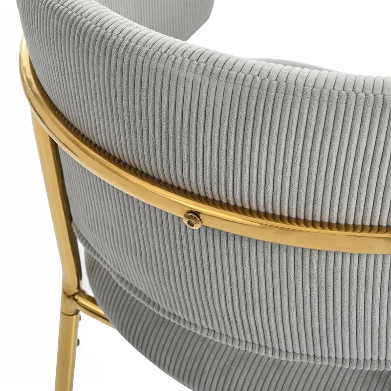 Lot de 2 chaises modernes en tissu côtelé gris avec pieds inclinés en bois et métal, dossier ergonomique et pieds réglables
