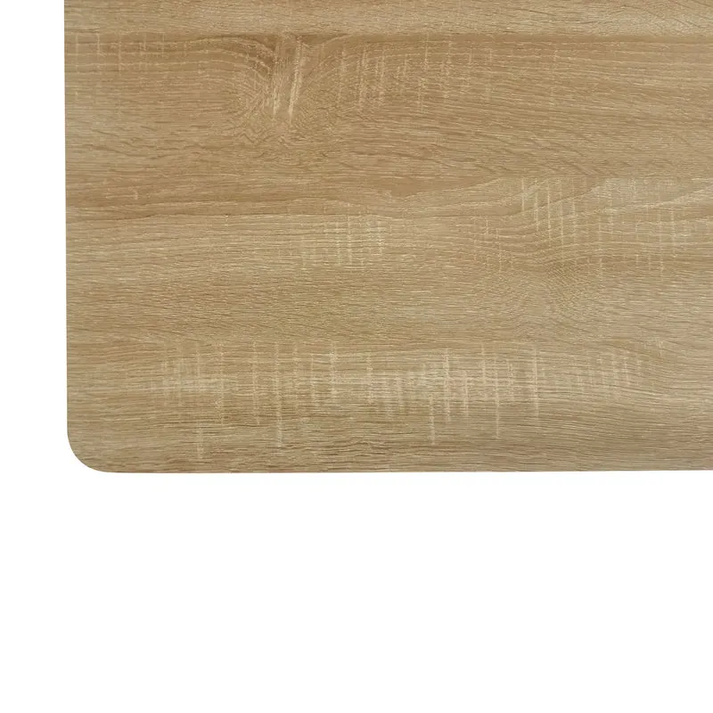 Table à manger rectangulaire en panneaux de particules finition chêne avec quatre pieds robustes