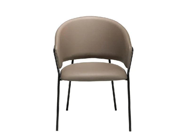 Chaise de salle à manger design en similicuir vison et pieds acier noir – Angel Cerdá 4088