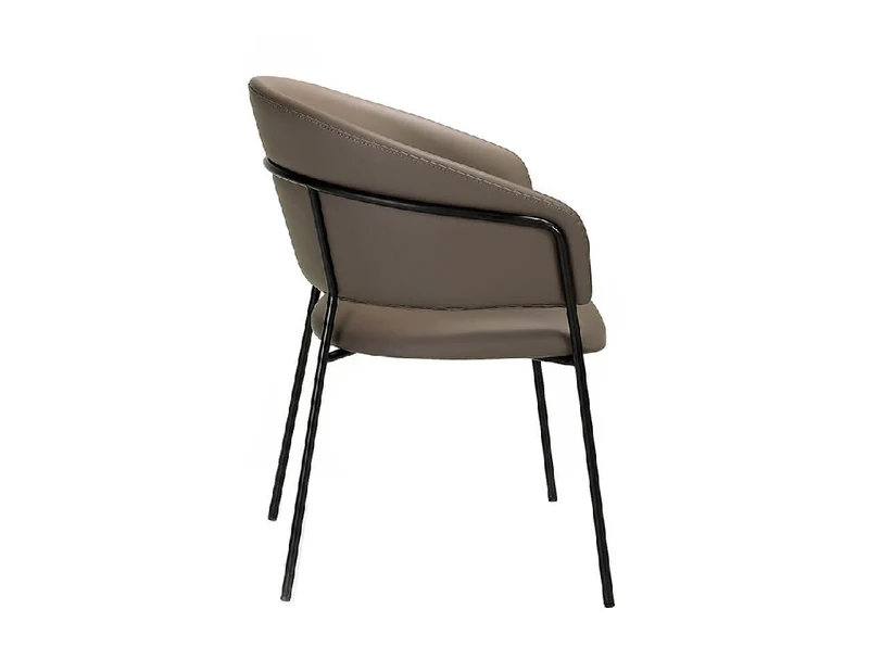 Chaise de salle à manger design en similicuir vison et pieds acier noir – Angel Cerdá 4088