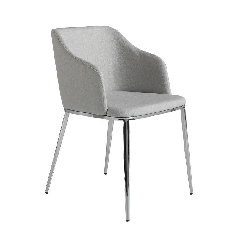 Chaise de salle à manger design en tissu gris et pieds en acier chromé – Angel Cerdá 4050