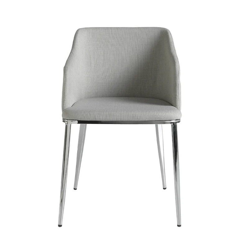 Chaise de salle à manger design en tissu gris et pieds en acier chromé – Angel Cerdá 4050