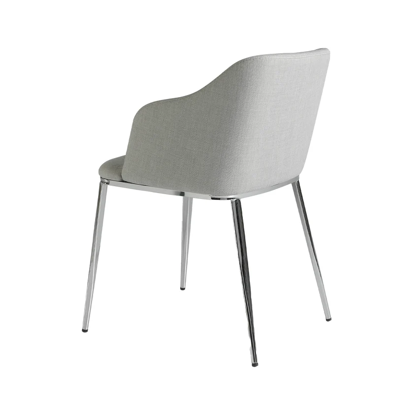 Chaise de salle à manger design en tissu gris et pieds en acier chromé – Angel Cerdá 4050