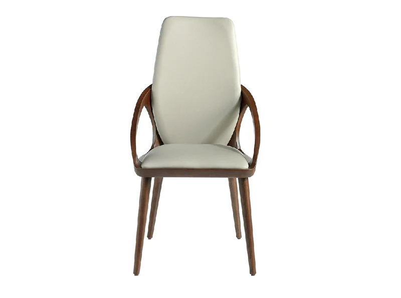 Chaise de salle à manger rembourrée en similicuir avec pieds en bois noyer – Angel Cerdá 4066