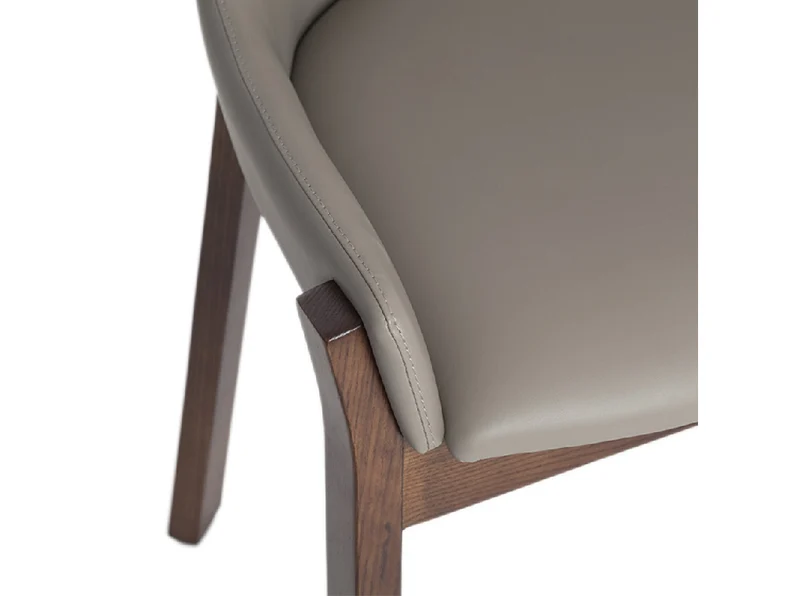 Chaise de salle à manger design en similicuir vison et bois de noyer – Angel Cerdá 4017