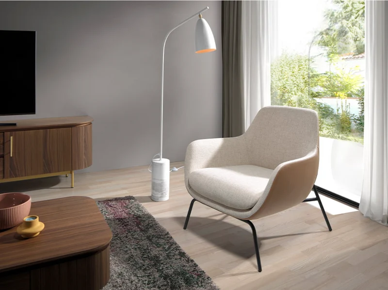 Fauteuil en tissu et cuir écologique Angel Cerda 5099