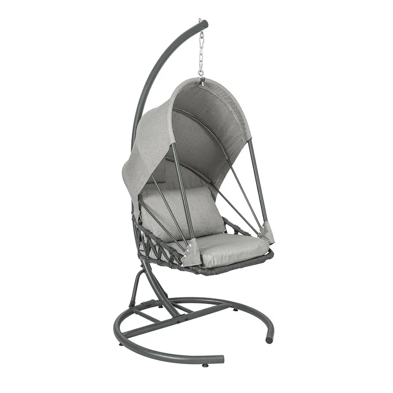 SoBuy OGS57-HG Fauteuil Suspendu Extérieur Siège Suspendu Chaise Suspendue avec Structure en Fer et Coussin d'assise Moelleux