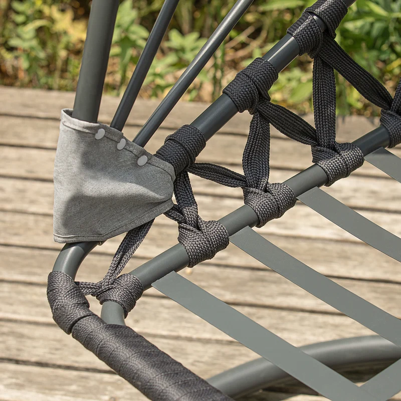 SoBuy OGS57-HG Fauteuil Suspendu Extérieur Siège Suspendu Chaise Suspendue avec Structure en Fer et Coussin d'assise Moelleux