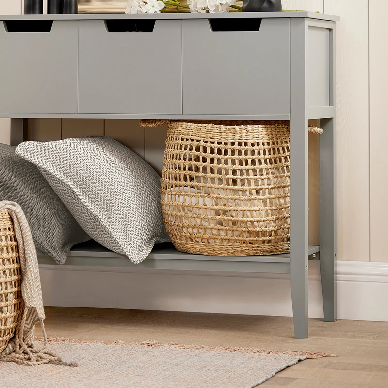 SoBuy FSB51-HG Table Console, Table d’Entrée, Bout de Canapé avec 3 tiroirs et 1 étagère