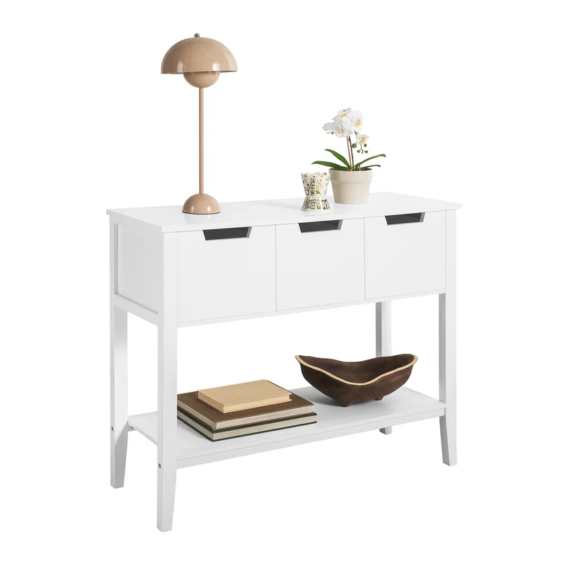 SoBuy FSB51-W Table Console, Table d'Entrée, Bout de Canapé avec 3 tiroirs et 1 étagère, pour Entrée, Chambre, Salon, Coiffeuse