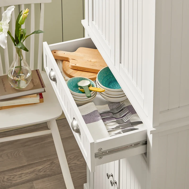 SoBuy FSB44-W Armoire de Cuisine, Buffet Placard avec 4 Portes, 1 tiroir et étagères réglables