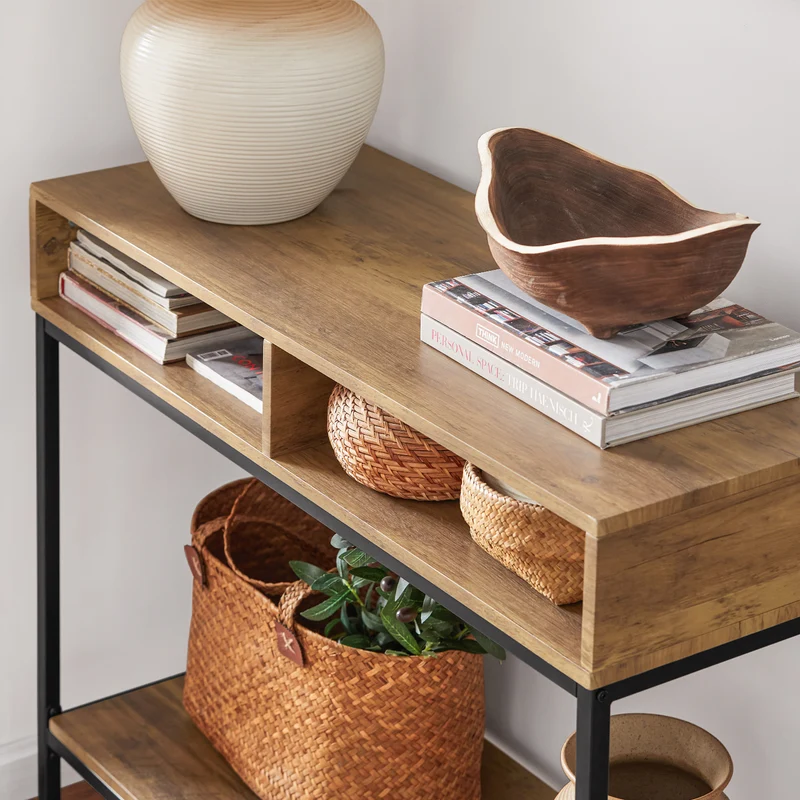 SoBuy FSB41-F Table Console Table d’Entrée Bout de Canapé Table d'Appoint Buffet avec 2 Compartiments étagère