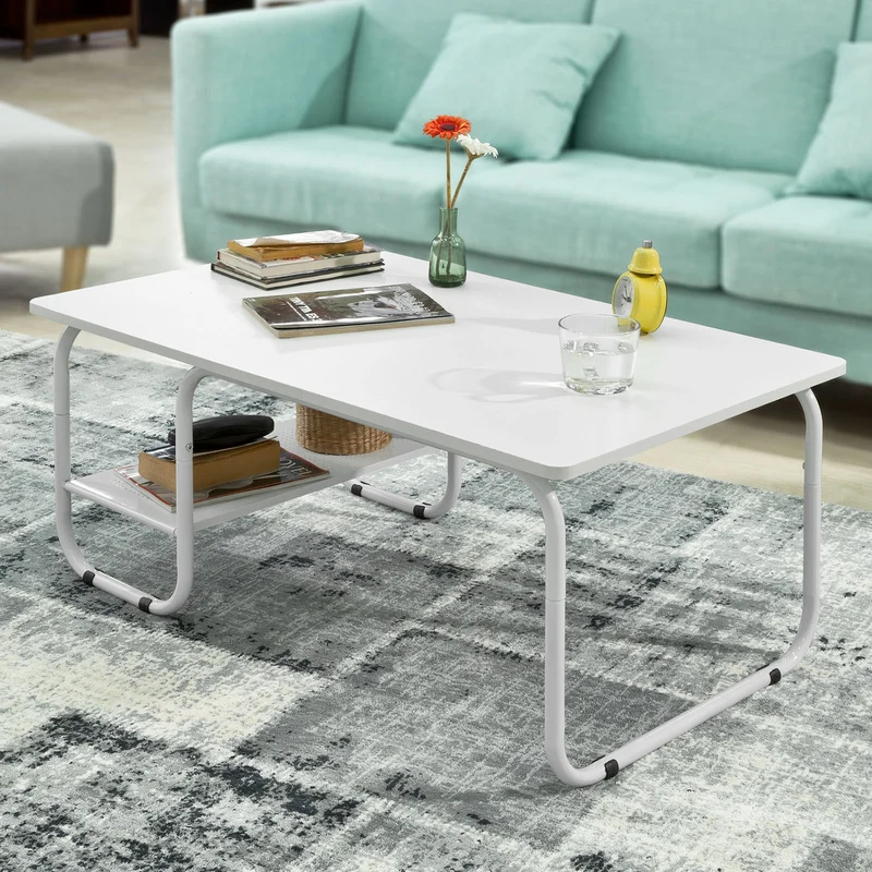 SoBuy FBT41-W Table Basse de Salon avec 1 étagère, Blanc