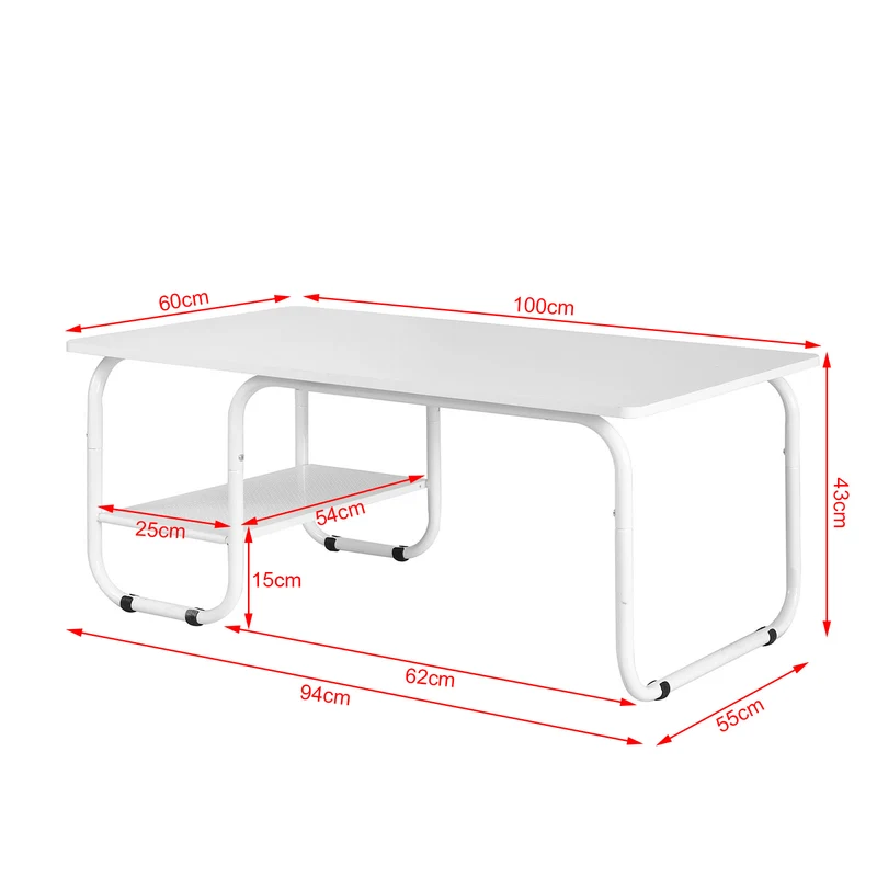 SoBuy FBT41-W Table Basse de Salon avec 1 étagère, Blanc