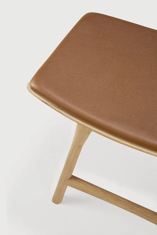 Ethnicraft Tabouret Osso avec Coussin en Cuir Cognac (49 cm)