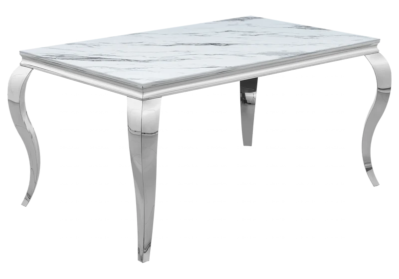 Ensemble table marbre blanc et 4 chaises argent – Neo