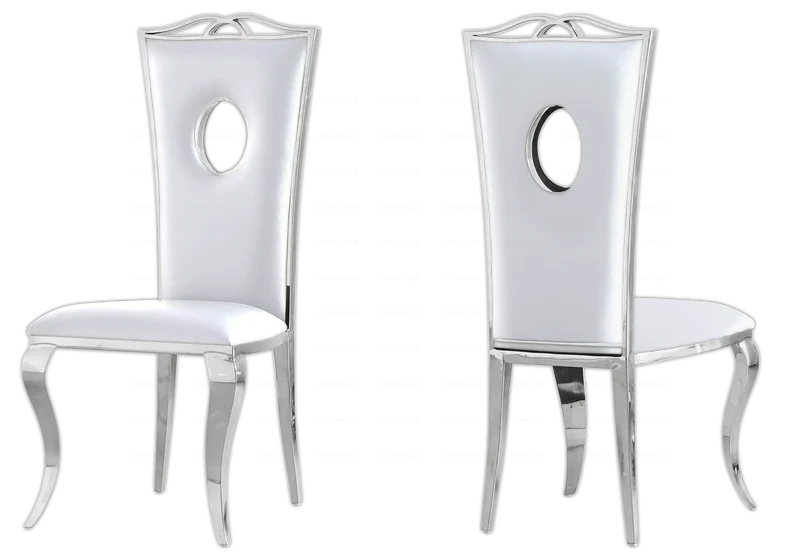 Ensemble table marbre beige et 4 chaises argent – Neo