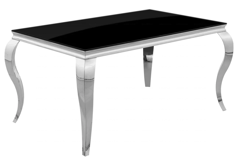 Ensemble table verre noir et 4 chaises argent – Neo