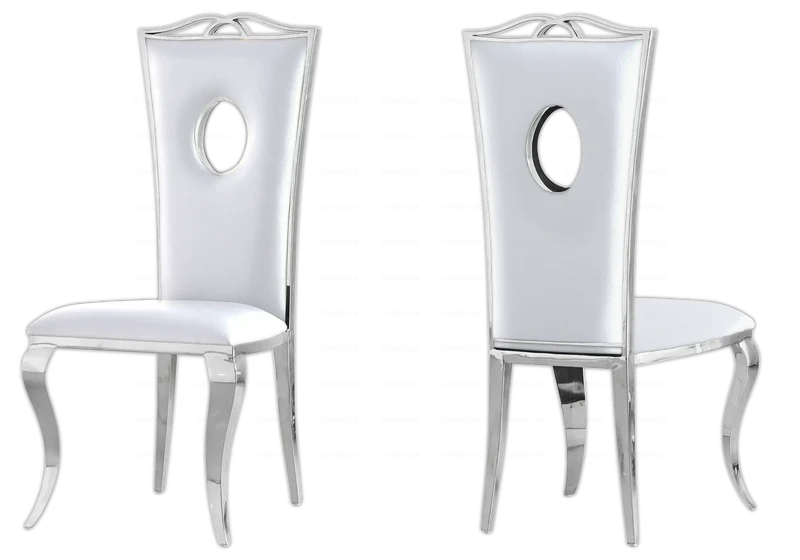 Salle à manger complète marbre blanc argent – Neo