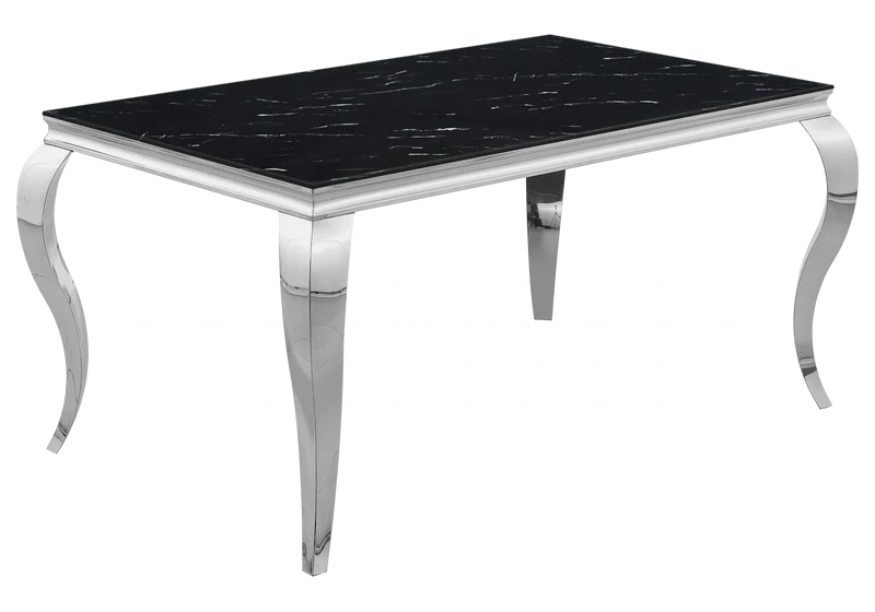 Salle à manger complète marbre noir argent – Neo