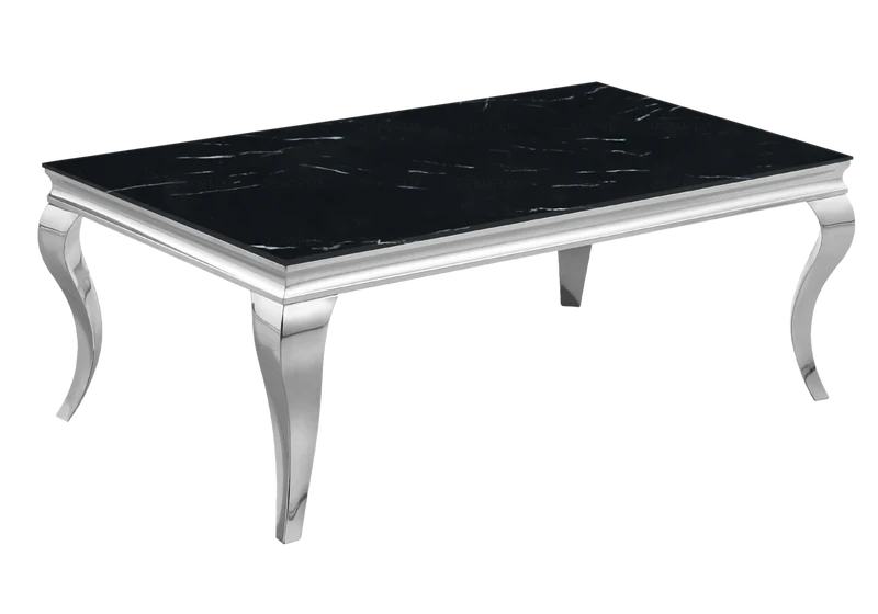 Salle à manger complète marbre noir argent – Neo