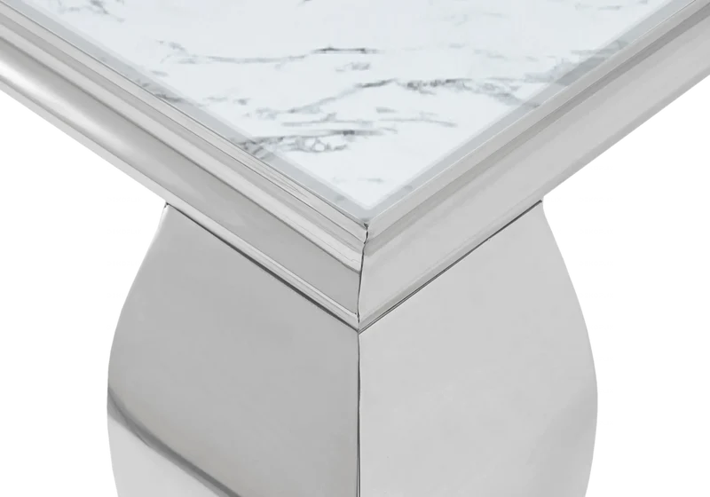 Salle à manger complète marbre blanc argent – Neo
