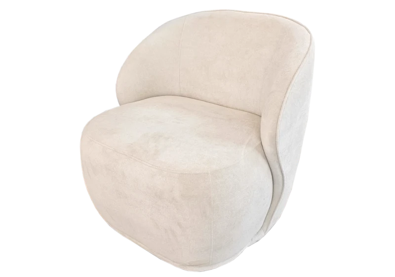 Fauteuil pivotant design en velours beige - Elsa