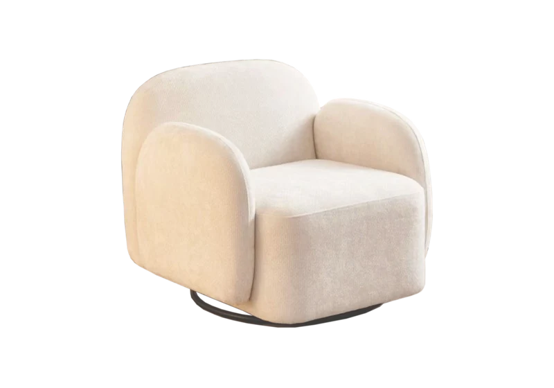 Fauteuil design en velours bouclé beige - Senso
