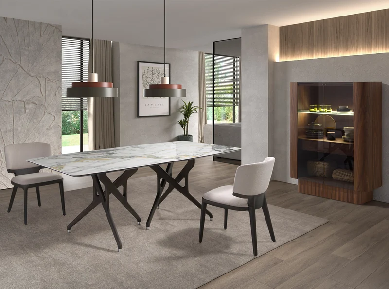 Buffet haut design en bois de noyer avec éclairage LED intérieur – Angel Cerdá 3273