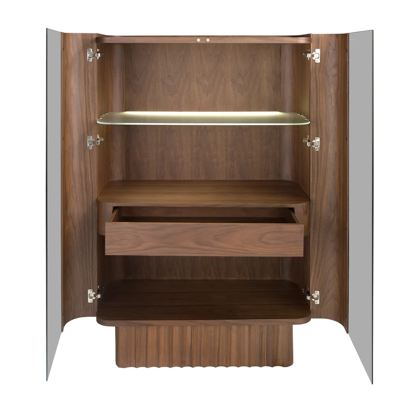 Buffet haut design en bois de noyer avec éclairage LED intérieur – Angel Cerdá 3273