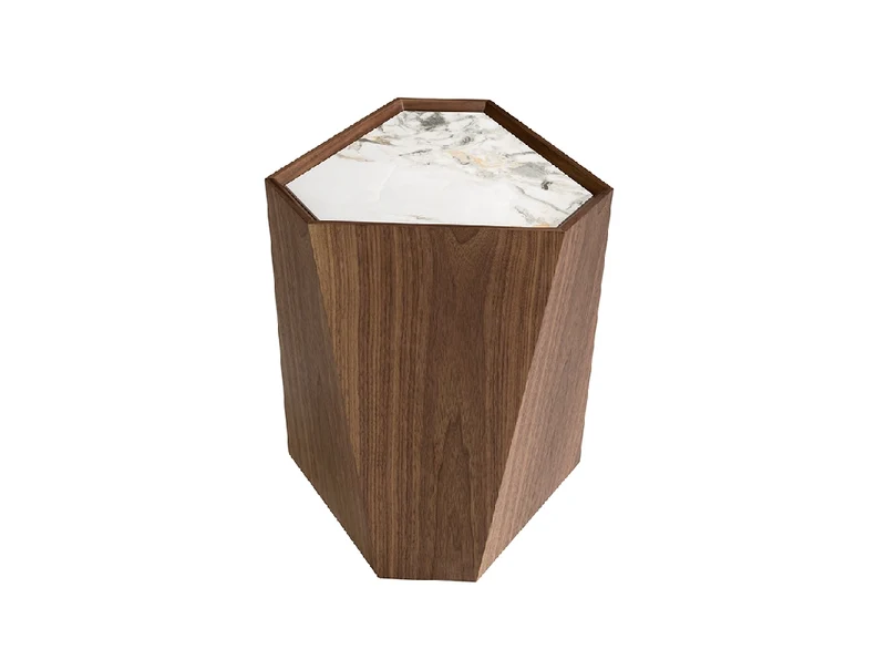 Table d’angle triangulaire en porcelaine, marbre et noyer 2134 Angel Cerdá