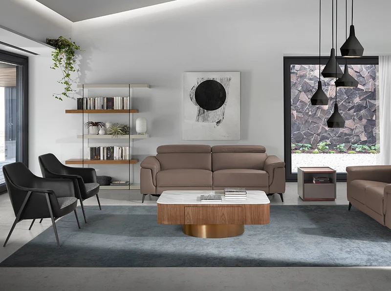 Fauteuil en tissu et cuir écologique tapissé avec structure en acier noir 5080 Angel Cerdá