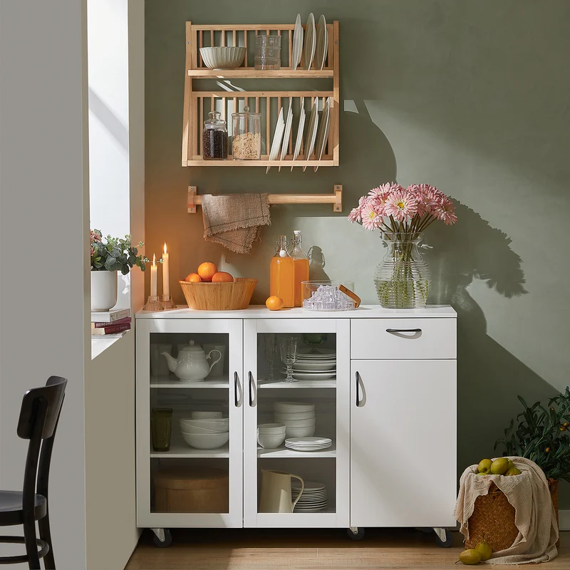 SoBuy KCR11-N Porte-Assiettes Murale Etagère Murale pour Rangement Cuisine Porte-Couverts Etagère à Epices Égouttoir
