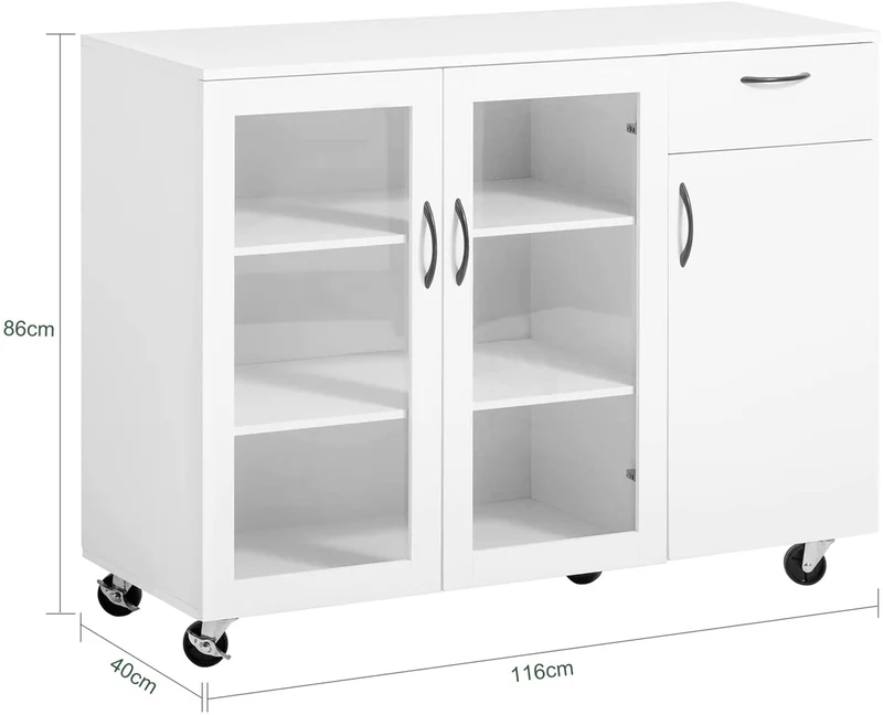 SoBuy FSB57-W Buffet sur roulettes Commode de Cuisine Armoire de Cuisine Multi-Rangement Chariot de Rangement
