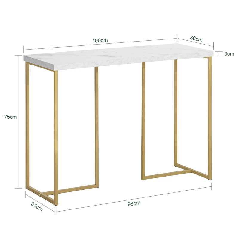 SoBuy FSB58-G Table Console Table d'Appoint Bout de Canapé Table d’Entrée Effet Marbre Cadre en Fer Haute Qualité