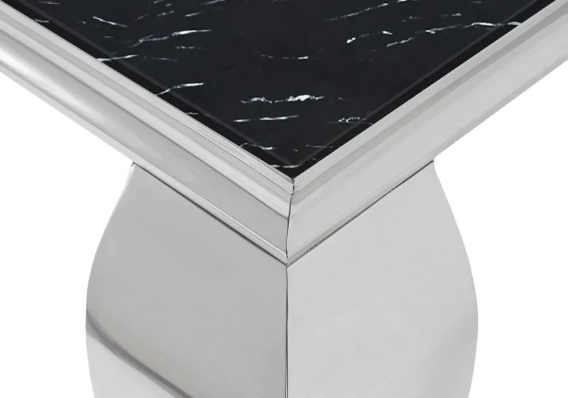Table à manger carrée marbre noir argent - Neo
