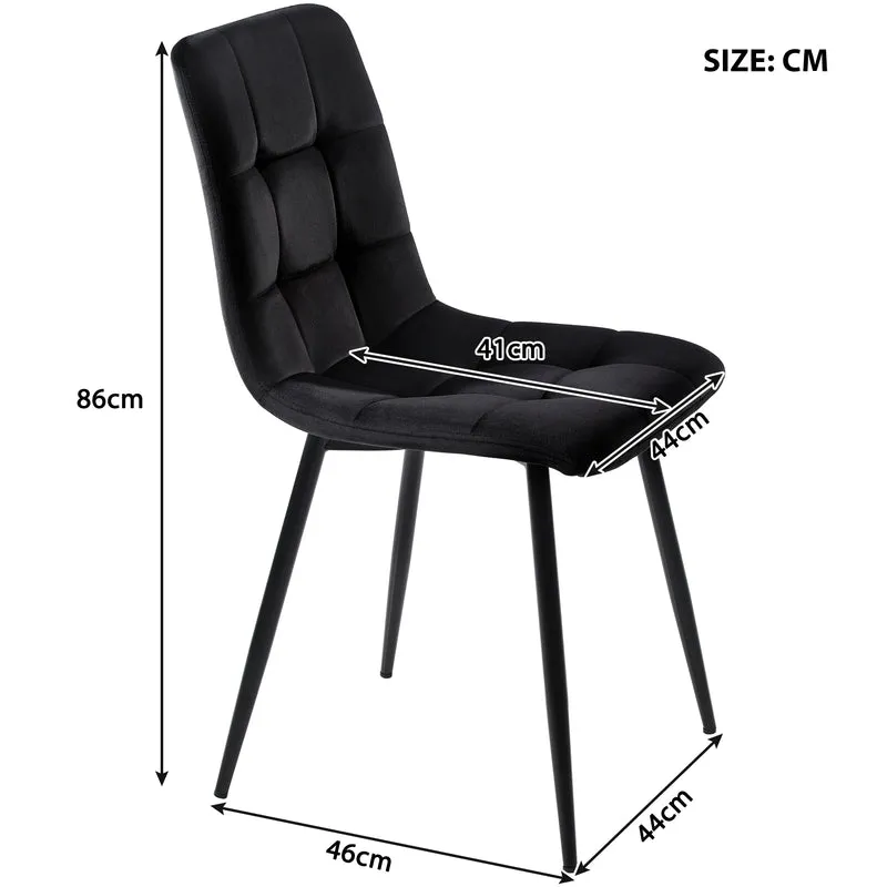 Ensemble table ronde finition noyer Ø80 cm avec 4 chaises en velours noir, style moderne et confortable