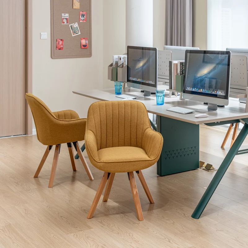 Lot de 4 chaises de salle à manger confortables en tissu jaune pivotantes 360° - CARSON FABRIC YELLOW 4PCS