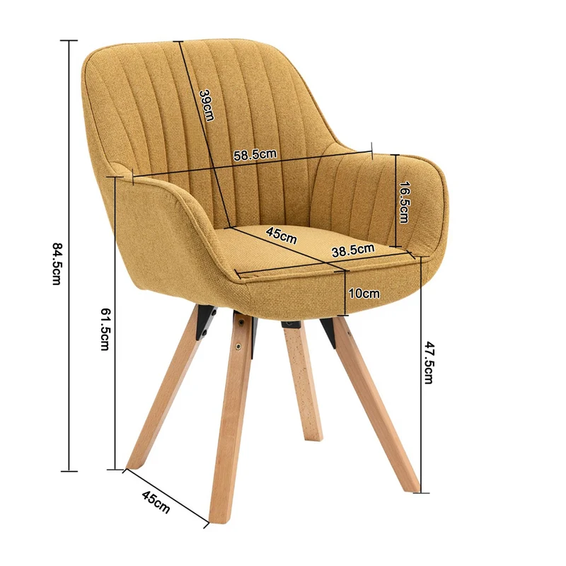 Lot de 4 chaises de salle à manger confortables en tissu jaune pivotantes 360° - CARSON FABRIC YELLOW 4PCS