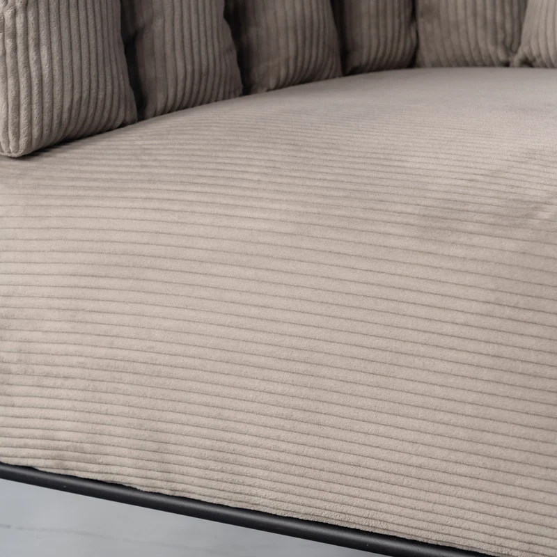Fauteuil lounge avec accoudoirs en velours côtelé taupe clair - DOMCO