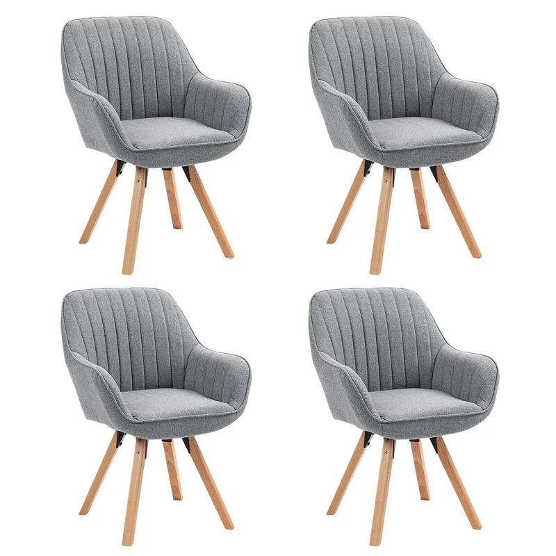 Lot de 4 chaises de salle à manger confortables en tissu gris pivotantes 360° - CARSON FABRIC GREY 4PCS