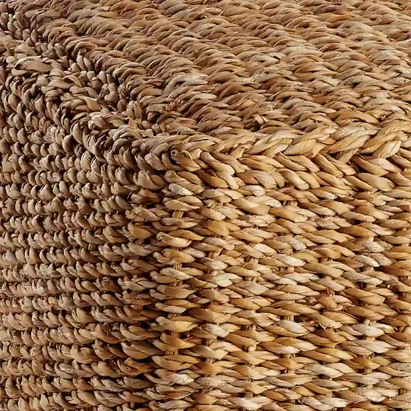Pouf carré en jonc de mer tressé à la main, couleur naturelle, style bohème