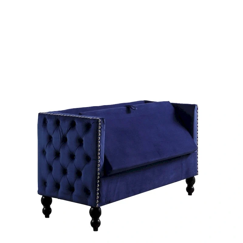 Causeuse de rangement capitonnée en velours cloutée moderne