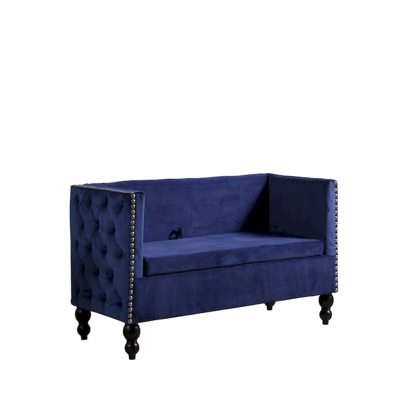 Causeuse de rangement capitonnée en velours cloutée moderne