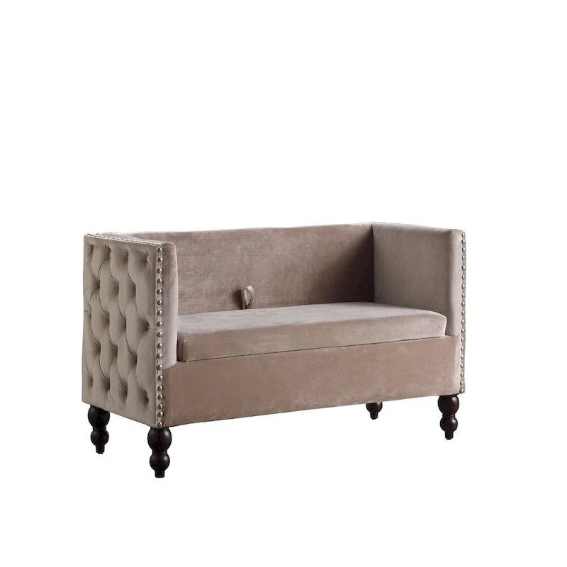 Causeuse de rangement capitonnée en velours cloutée moderne