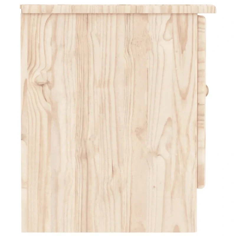 Meuble TV en bois de pin massif blanc avec étagères ouvertes et portes de rangement