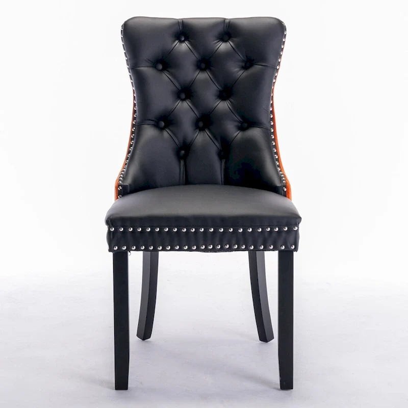 Chaise de salle à manger capitonnée avec clous décoratifs, noir et rouge