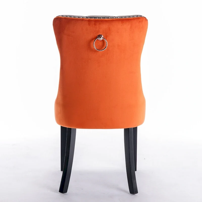 Chaise de salle à manger capitonnée avec clous décoratifs, noir et rouge